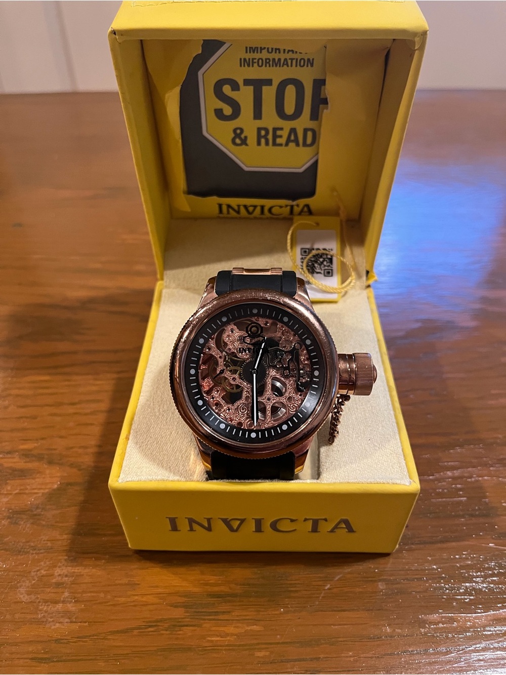 Invicta Pro Diver Mens Rose Gold Watch with Black Strap